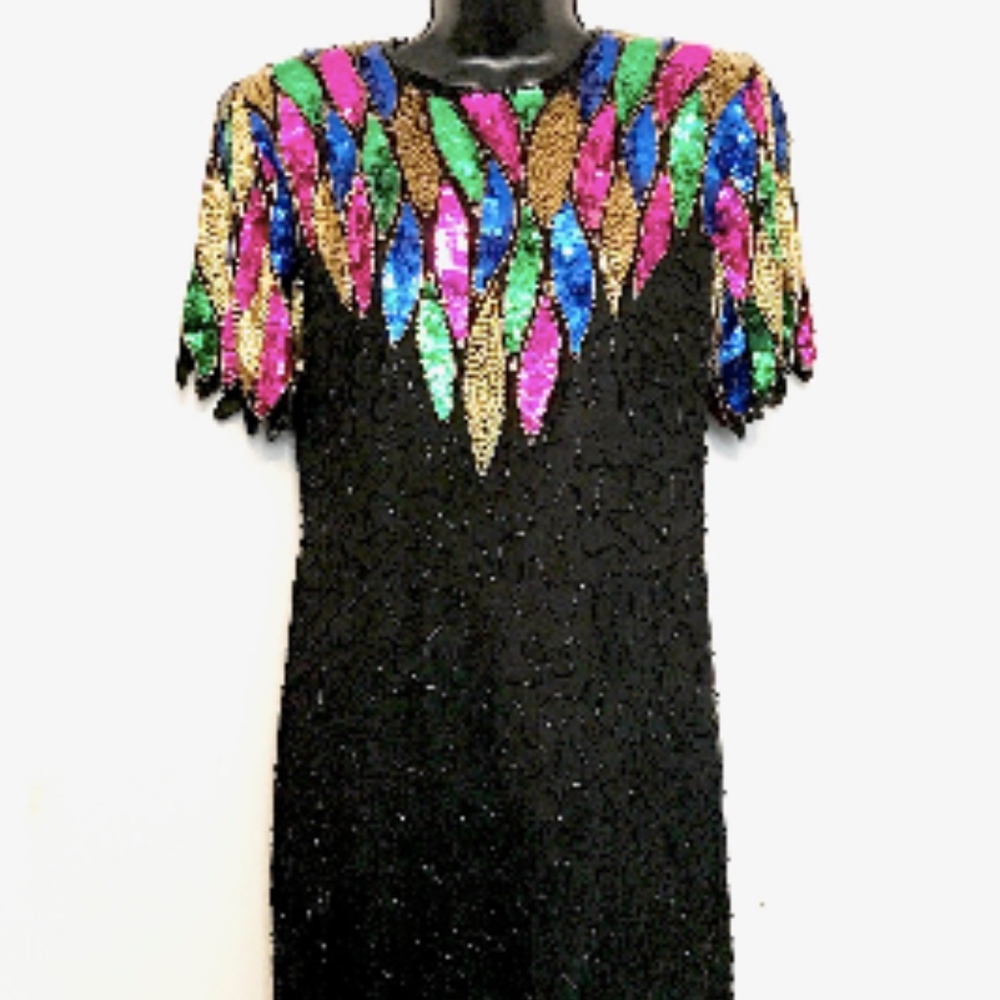 80's Multi-Colored Sequin and Beaded Dress VS368